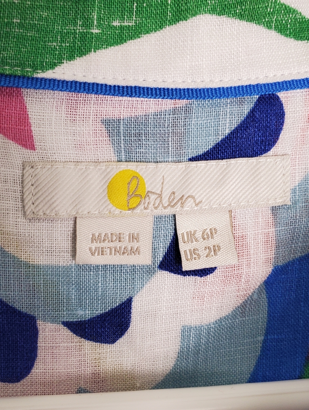 Boden Women's Sienna Linen  Colorful Floral Button-Up Shirt Size 6P - Picture 13 of 15